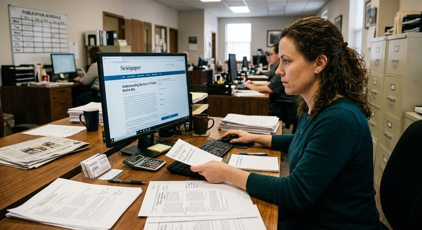 understanding the cost of a public notice person at a desk trying to place a public notice