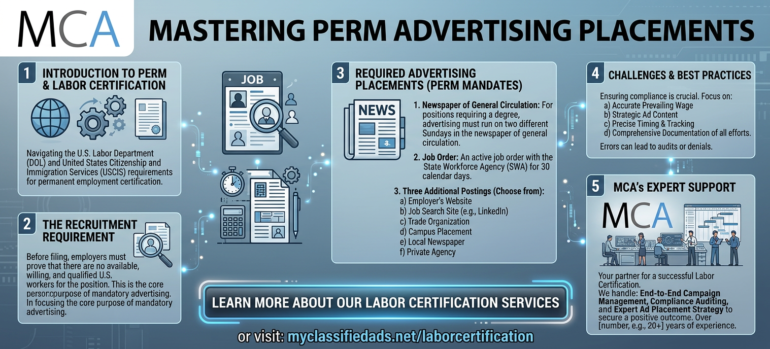 What types of ad placements can be used to complete the Perm process