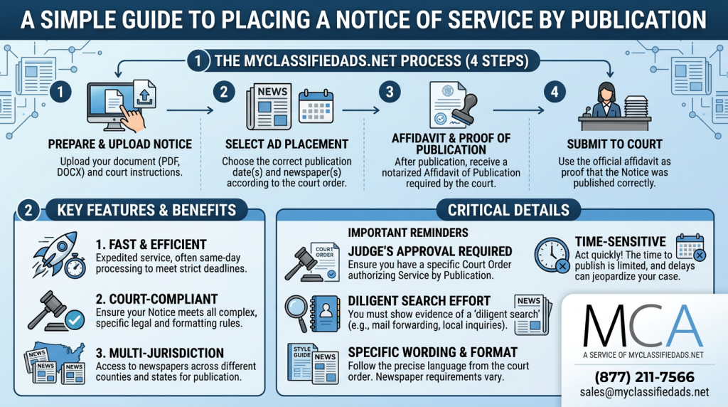 place a notice of service by publication