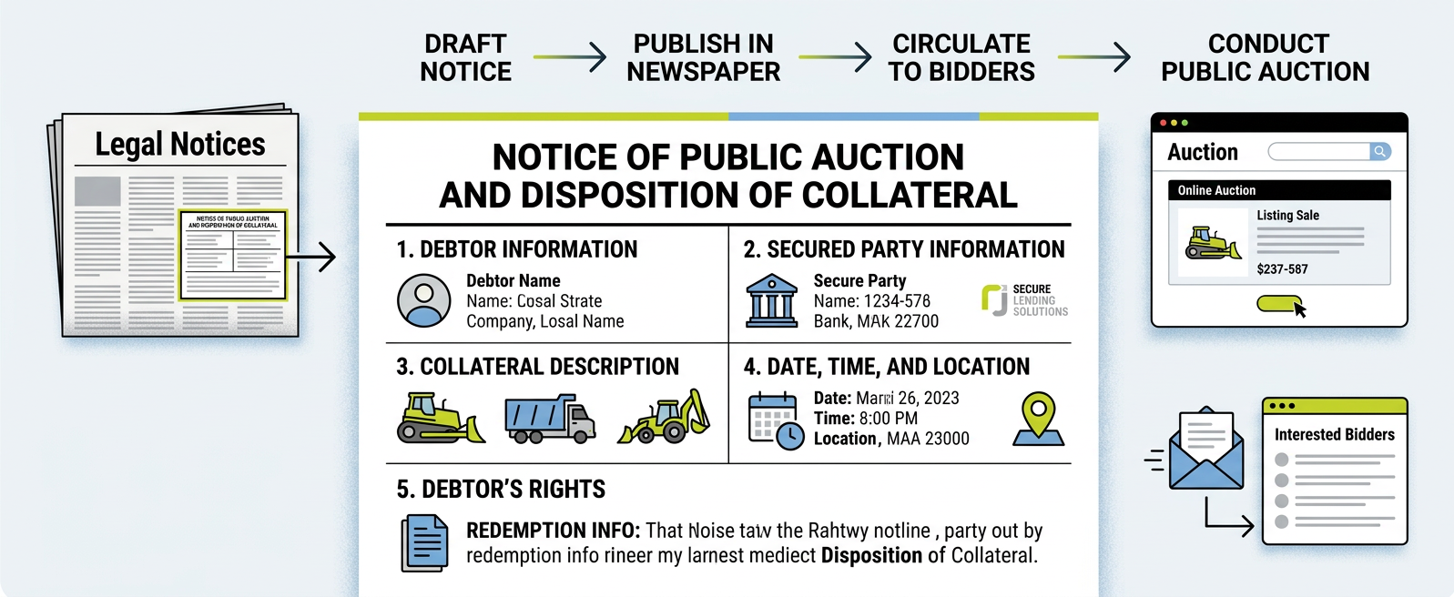 How to Place a Notice of Public Sale and Disposition of Collateral